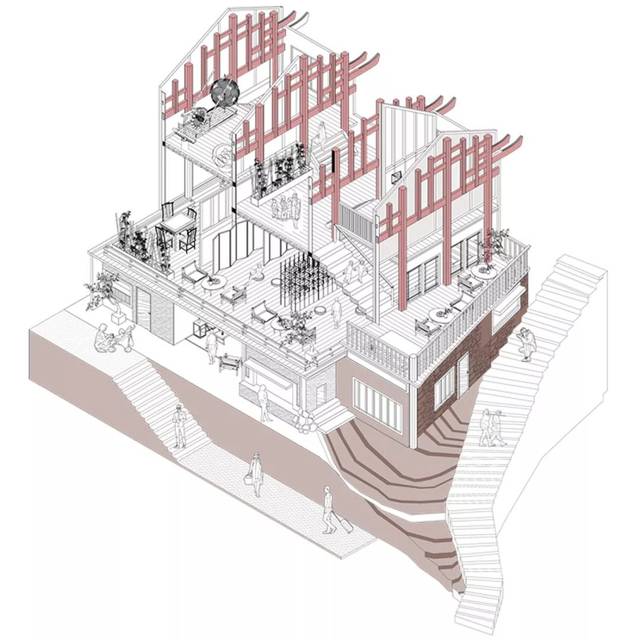 乡村生命体展览建筑轴测图