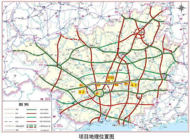 贵隆高速是今年广西首条通车的高速公路项目,在山水之中行进,项目起于