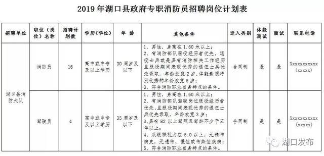 湖口县政府专职消防员招聘公告