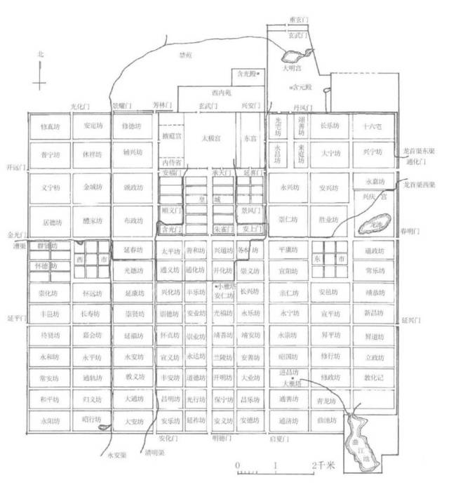 为110个坊(除皇城,宫城和东西两市,其中芙蓉园占去两坊,实际为108坊