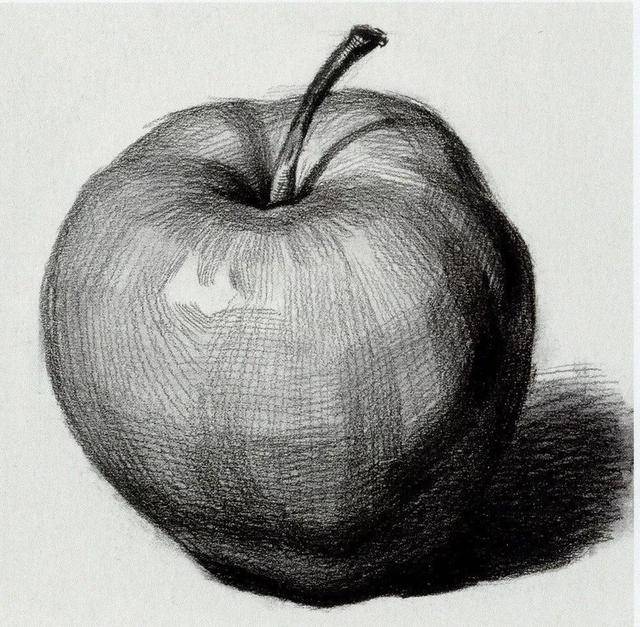 分块面素描水果之苹果和梨