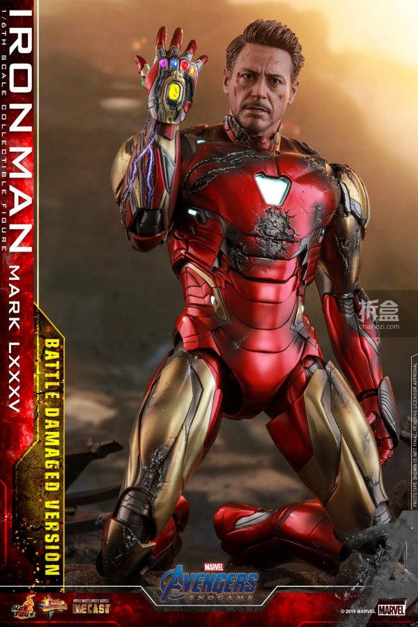 hottoys《复仇者联盟4:终局之战》钢铁侠mark 85 战损版1:6合金人偶
