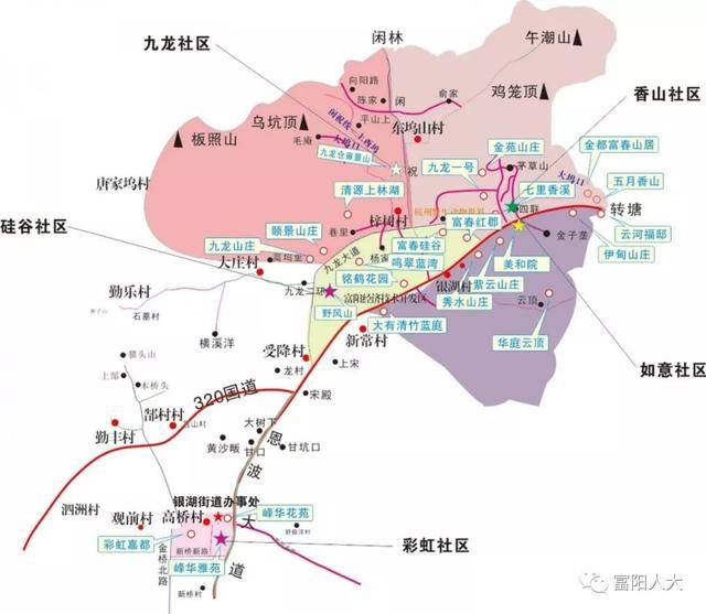 2 完善阵地保障 银湖街道地图 基本完成富春街道,东洲街道,鹿山街道