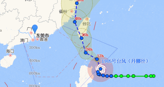 已于7月16日14时加强为 2019年第5号台风