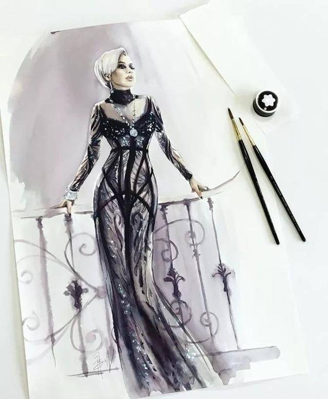 时装画手绘过程分享 | chanel,dior在ina bill笔下重活新生的必杀技