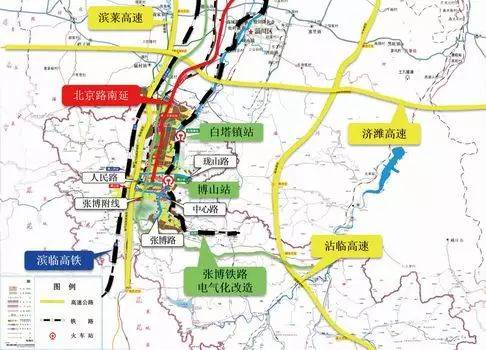 博山区交通线路示意图北京路北延,南延的实施,北京路将成为淄博的