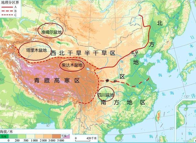 位于北疆地区的准噶尔盆地的年降水量平均值在150毫米左右,上述三个