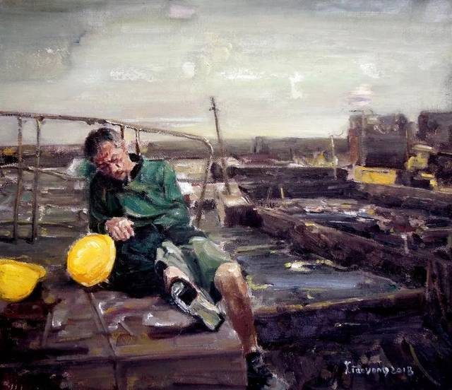 漆晓勇 《有梦的老赵》 油画