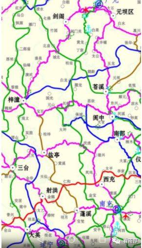 新省道s304线起点通江县,途经平昌,仪陇,阆中,最后到达终点南部县大坪