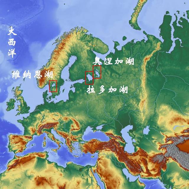 地形图看欧洲一些主要湖泊,一国湖泊世界最多被称为"千湖之国"