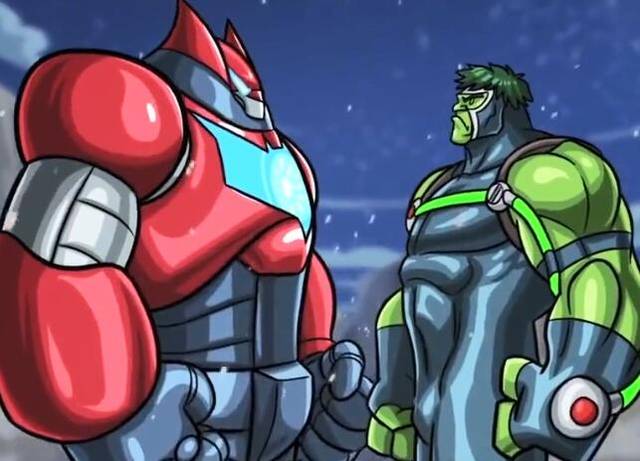 蝙蝠侠和钢铁侠合体,对战合金绿巨人,结局你猜