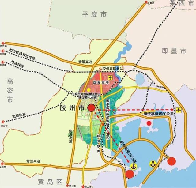 山东省青岛市行政区划地图 下面就是胶州市靠近胶州湾的地方,这也是