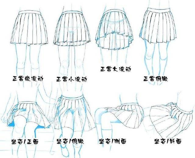 「推荐」性感还是可爱?教你如何绘画不同角度的女生百褶裙短裙