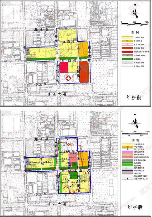 维护街坊位于湘江道以南,兴安大街两侧,总面积50.05公