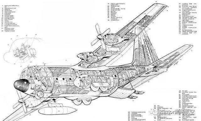 34种大型军用飞机结构剖面图