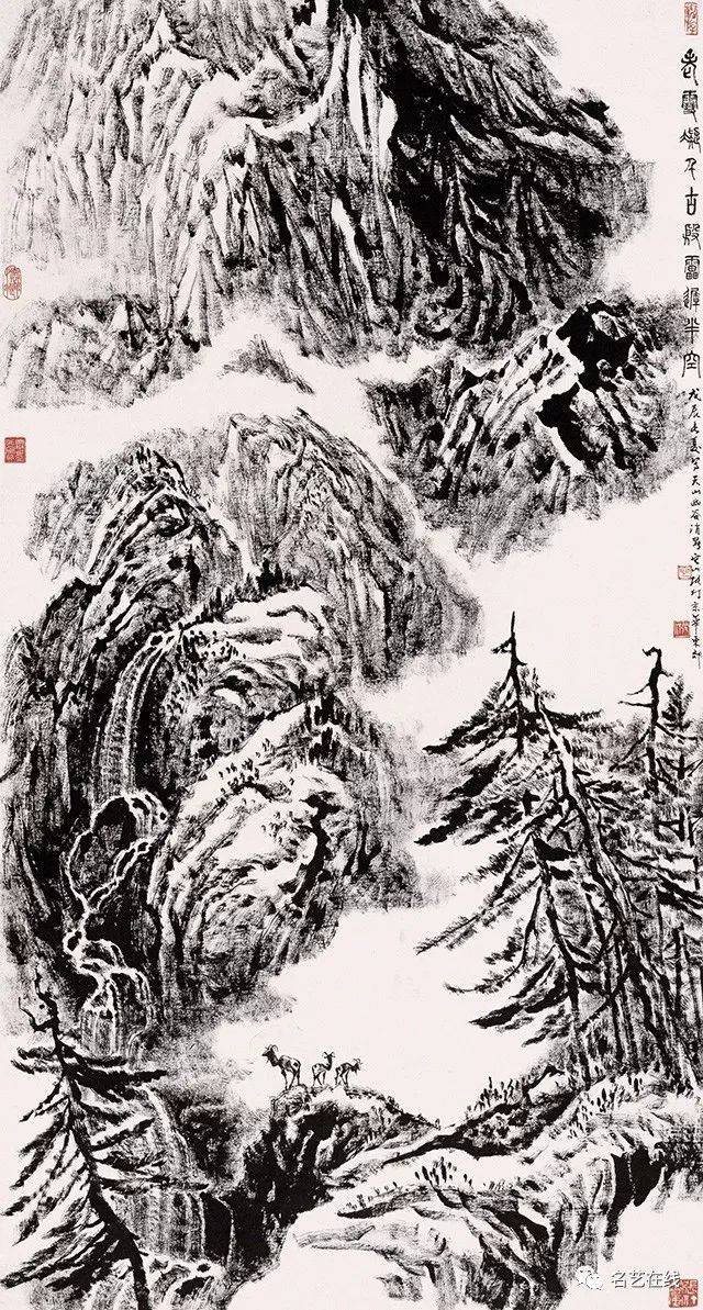 【高清】中国美术馆藏:张仃焦墨山水画,笔力遒强,空灵苍健,独树一帜!