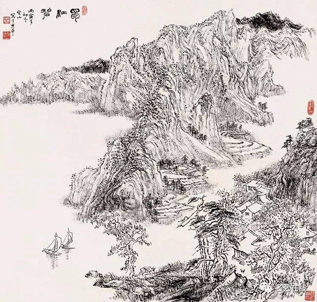 【高清】中国美术馆藏:张仃焦墨山水画,笔力遒强,空灵