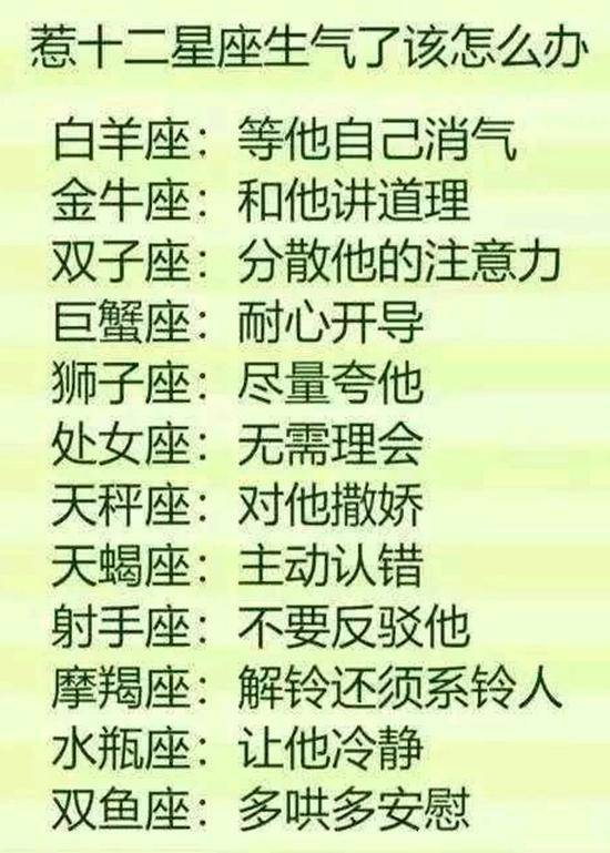 惹十二星座生气了该趺么办?