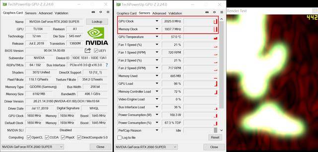 同感gpu-z的小球球测试,发现映众rtx2080 super冰龙超级版的gpu boost