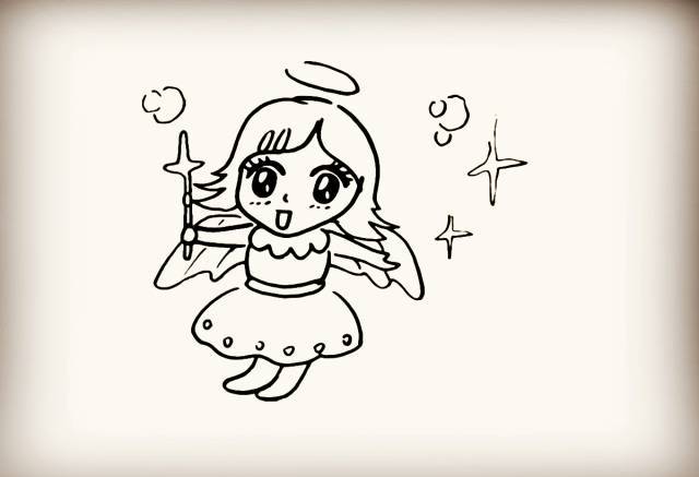 她的手里拿着一支魔法棒. 第十步 把她的腿部给画出来.
