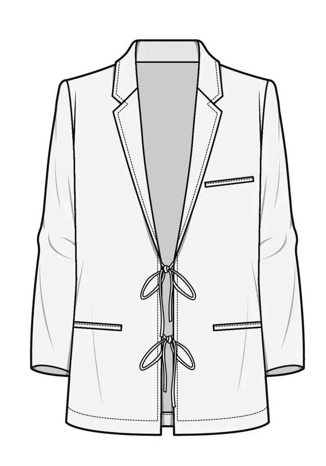 适合年轻女性的便西或超大男友便西. 西服款式图模板 - end