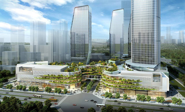 成都世豪中心tod项目设计:"绿色连廊"链接的自然生态城市综合体
