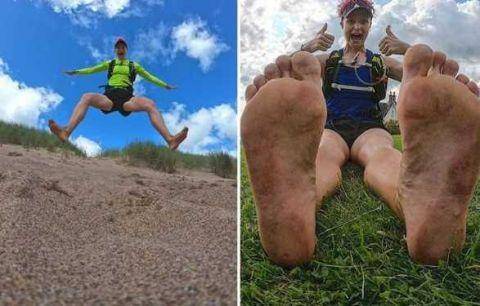 女探险家挑战赤脚跑遍英国 全长约计4230公里