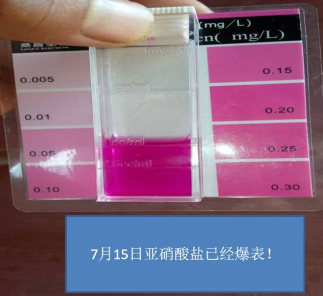 使用比色卡读取结果,亚硝酸盐含量无法在比色卡中读数.