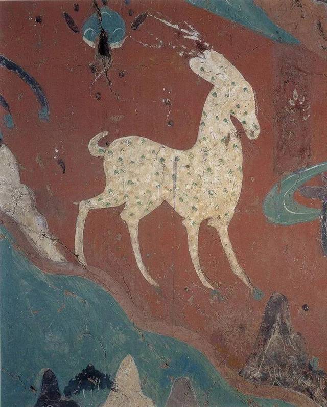 志哥在 《丝路寻宝》敦煌站,学习壁画技巧,画了一只九色鹿,就是以下这