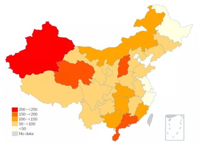 2004年-2016年中国病毒性肝炎报告发病率变化趋势