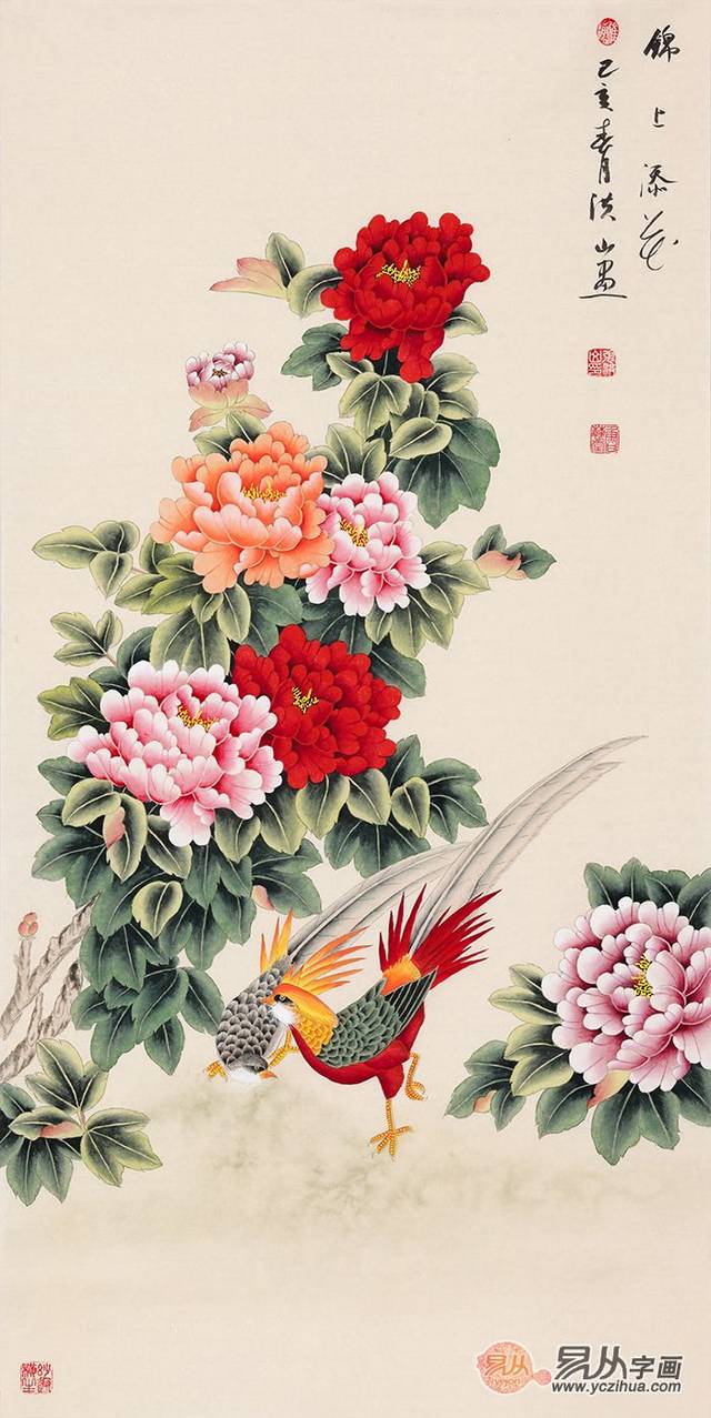富贵花,吉祥鸟 经典国画牡丹构图寓意解析