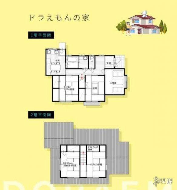 大雄家房屋的平面图 蜡笔小新家的土地价值:两千一百万(日币)约145万