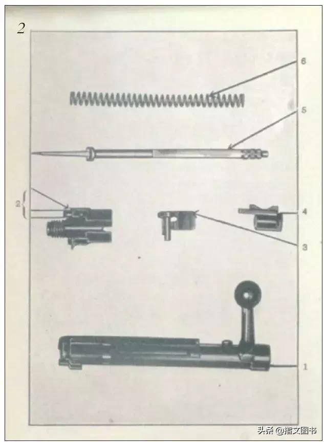 手册内页展示的毛瑟步枪核心枪机的各个部件
