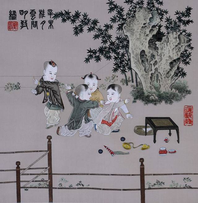 小庭婴戏图