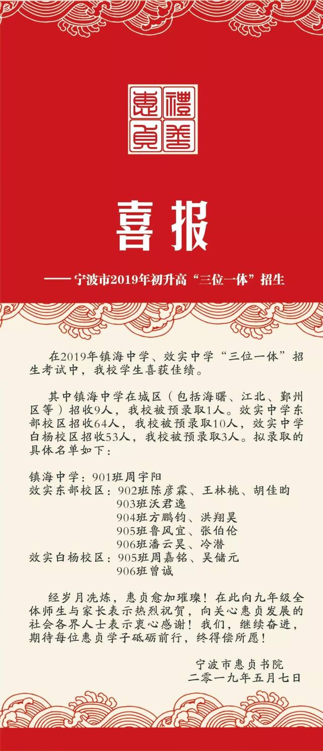 附2017年喜报 2018年情况 2019年升学情况 2019三位一体惠贞书院