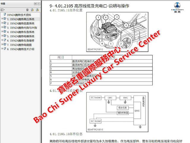 2020-2015腾势denza新能源电动汽车维修手册电路图技术培训资料