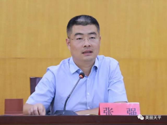 天平街道党工委书记,山东岱岳经济开发区党工委副书记张强在会上讲话.