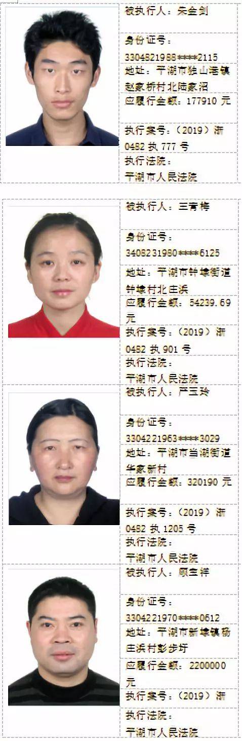 嘉兴法院发布最新"老赖"名单,附高清照片详细地址,余新也有!