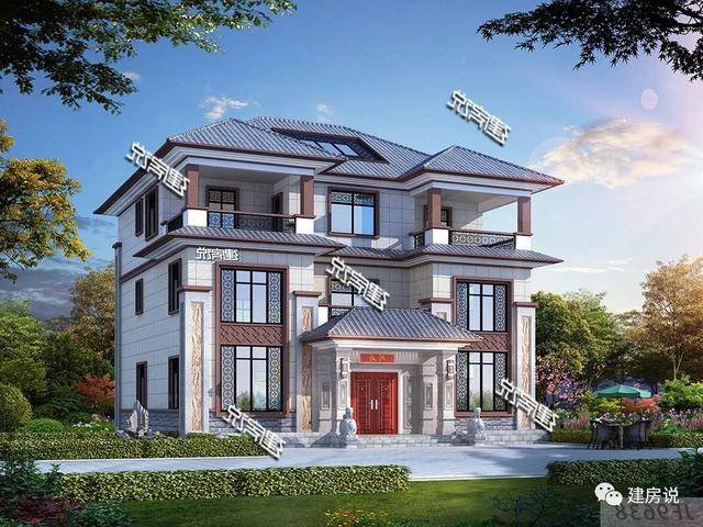 建房说新中式三层农村别墅图纸设计
