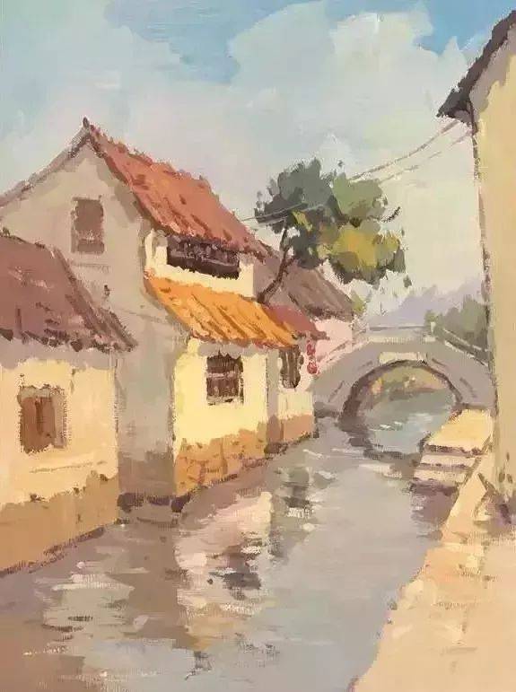 总之,色彩画的风景写生,其一是基本功的训练,作画者捕捉形象,搜集素材
