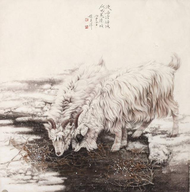 张秀萍画羊 工笔画的精微写意尽显于画面之中