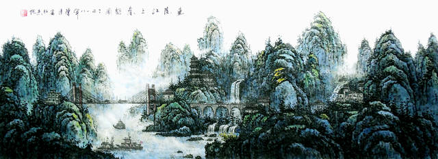 大国气派:著名画家陈清泉巨幅山水画