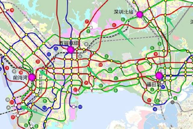 深圳地铁21号线(南龙线)线路图:线路起于前海妈湾保税区,串联前海