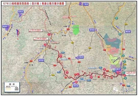 与g7611线云南段相接,经昭觉县,止于西昌市北接g5京昆高速公路