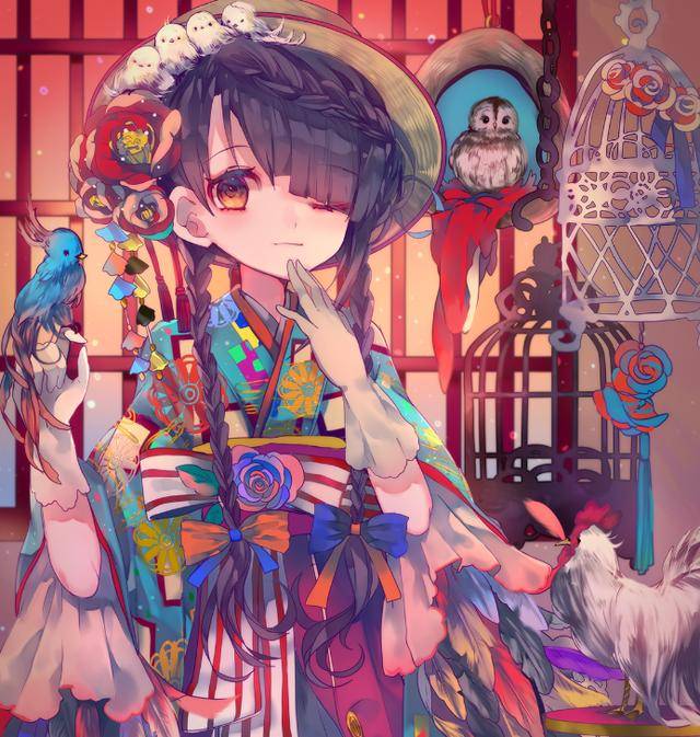 原创二次元和风美图:华丽少女系列,动感迷人俏皮可爱的漂亮女生!