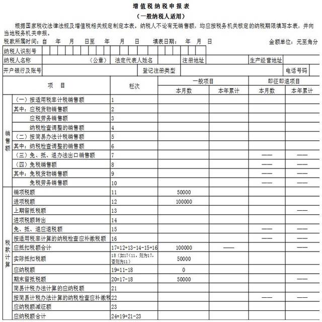 一般纳税人申报表如何填写?