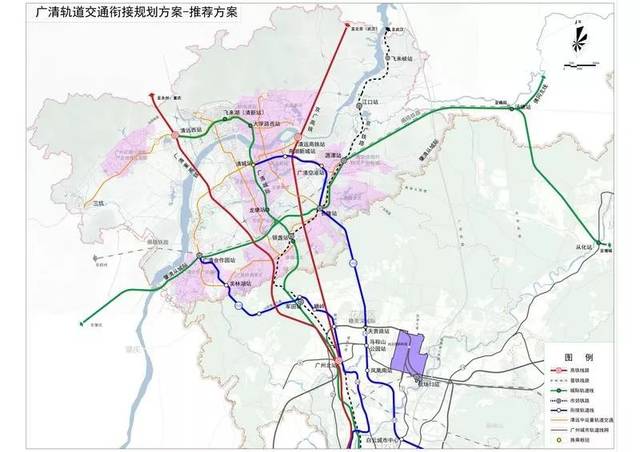 右侧蓝色线条为18号线北延段 规划目标 40分钟广清两地中心城区轨道