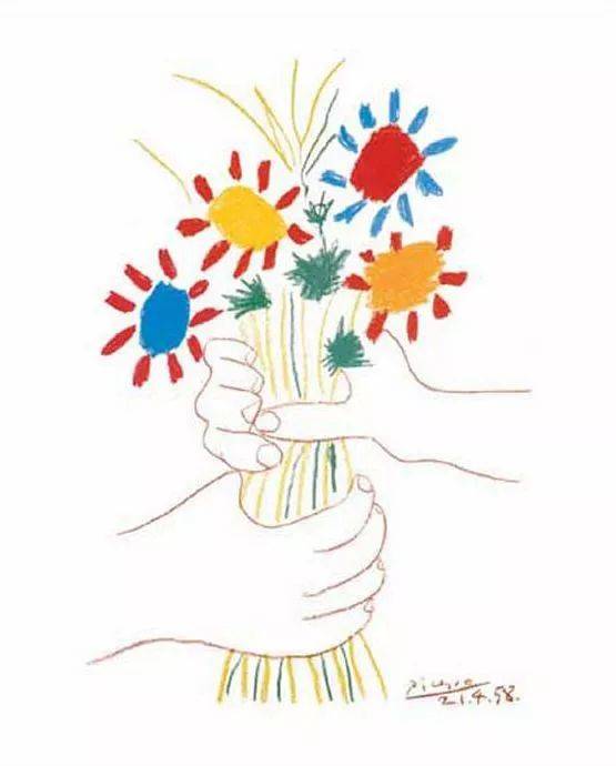 于是,毕加索的名画《little flower》中各种颜色的花朵,以亮片和刺绣