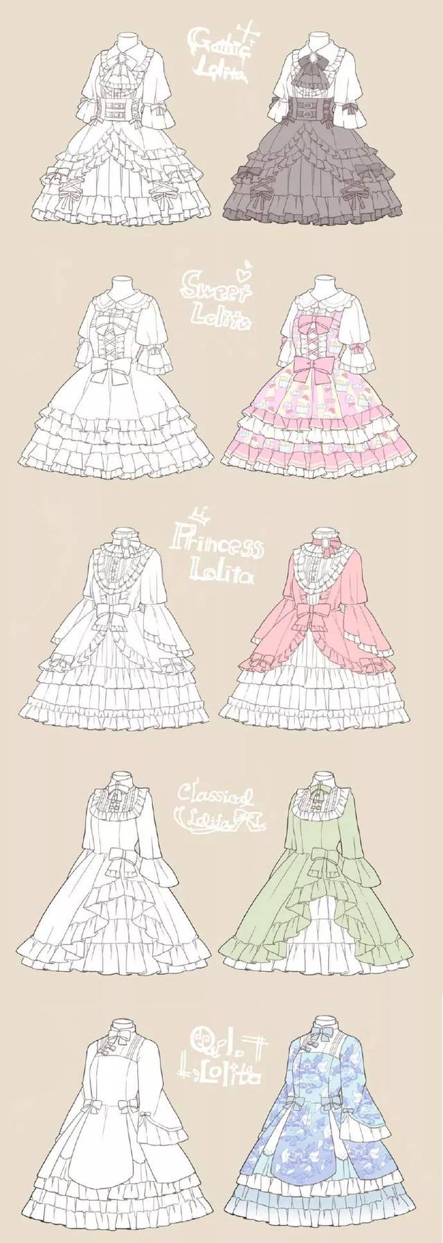 画师なななのか绘制的各种风格的lolita小裙子和衬衫
