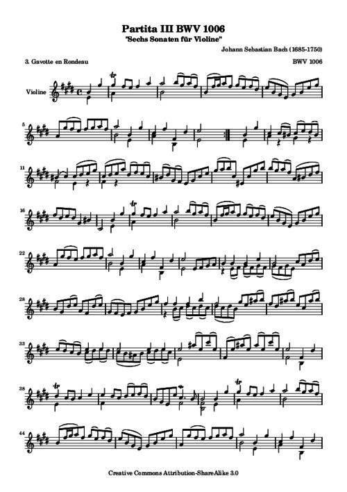 吉尔·沙汉姆演奏巴赫《加沃特舞曲》附小提琴谱